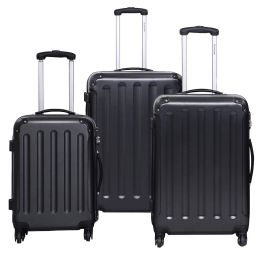 3 Pcs GLOBALWAY Luggage Travel Set Bag ABS+PC Trolley Suitcase Black