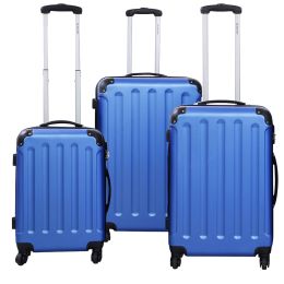 3 Pcs GLOBALWAY Luggage Travel Set Bag ABS+PC Trolley Suitcase Blue