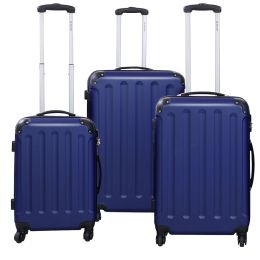 3 Pcs GLOBALWAY Luggage Travel Set Bag ABS+PC Trolley Suitcase Dark Blue