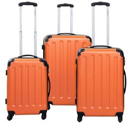 3 Pcs GLOBALWAY Luggage Travel Set Bag ABS+PC Trolley Suitcase Orange