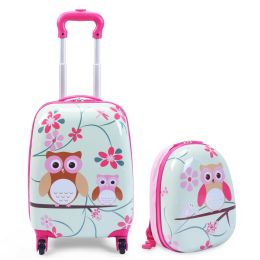 2 pcs 12" 16" Green ABS Kids Suitcase Luggage Set