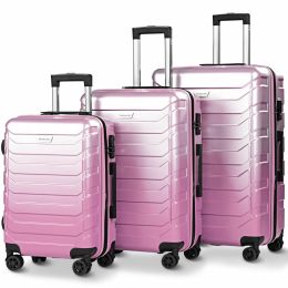 3 Piece Luggage Set Expandable Suitcase With TSA Lock-Pink