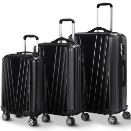 3 Piece Luggage Set Travel Suitcase with Built In Weight Scale-Black