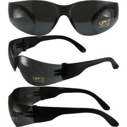 Pacific Coast Sunglasses Mask Safety Matte Black Frames One-Piece Smoke Lens