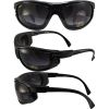 Pacific Coast Sunglasses Airfoil Padded Sunglasses Kit Gloss Black Frames Clear and Smoke Lens