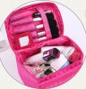 [Pink Stripe] Portable Cosmetic Bag Toiletry Bag Travel Makeup Bag