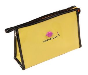 Leather Cosmetic Bags Pretty Makeup Bag Ladies Toiletries Bag Yellow