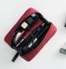 Nylon Cosmetic Bags Pretty Makeup Bag Rectangle Toiletries Bag Dark Red