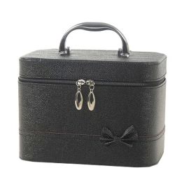 Professional Cute Bowknot Cosmetic Bags Makeup Bags Makeup Box, Black