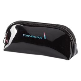 Fashion Creative Portable Cosmetic Box Makeup Box Makeup Bags, Round Rectangle Black