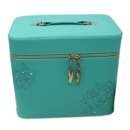 Fashion Creative Cosmetic Box Makeup Box Flower Bag Super Large Capacity Makeup Bags, Green