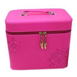 Fashion Creative Cosmetic Box Makeup Box Flower Bag Super Large Capacity Makeup Bags, Rose Pink