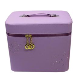 Fashion Creative Cosmetic Box Makeup Box Flower Bag Super Large Capacity Makeup Bags, Lavender