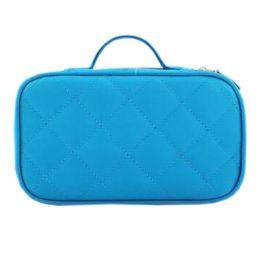Creative Cosmetic Box Makeup Box Bag Large Capacity Travel Double Floor Makeup Bags, Blue
