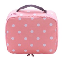 Cosmetic Waterproof Makeup Bag Sundry Organizer Travel Carry Case-Pink Dot