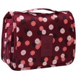 Creative Wine Red Flower Pattern Foldable Cosmetic Bag Handbag