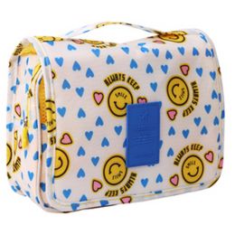 Cartoon Yellow Smiling Face Cosmetic Foldable Storage Bag Handbag