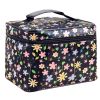 2 Pcs Durable Floral Clamshell Cosmetic Storage Bag Hand Bag