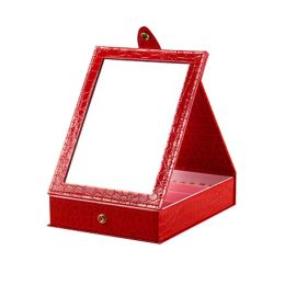 Table Folding Cosmetic Containers Red Color with Mirror 14x11x5 cm