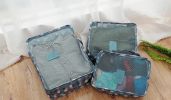 A Set of Light Organizer Storage Luggage Bags for Travel Camping Cloth Red Dots