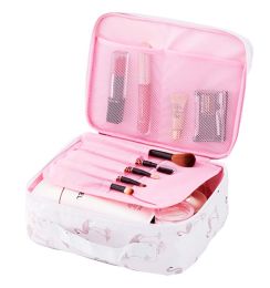 Large Capacity Travel Cosmetic bag,Makeup Bag Set Waterproof,White Flamingo