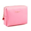 Lady Travel Cosmetic Bag Make-up Pouches Cross Pattern PU Pink