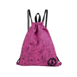 Travel Storage Bags Casual Sports Backpack Drawstring Bag, Rose Red