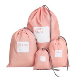Waterproof Travel/Luggage Storage Bags Laundry Drawstring Ditty Bags Pink