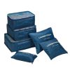 Waterproof Storage Bag Travel Luggage Sorting Packages 6 Pieces,Dark Blue