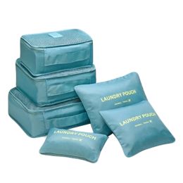 Waterproof Storage Bag Travel Luggage Sorting Packages 6 Pieces,Blue