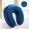 Space Cotton Inner Core Memory U Cervical Pillow For Neck Support(Blue)