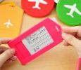 Set of 2 Travel Accessories Silicone Travel Square-shape Luggage Tags, Rose Red
