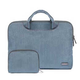 13" Simple High-end Nylon Portable Laptop Case Computer Briefcase for Macbook with Small Bag, B