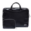 13" Classical PU Portable Laptop Case Computer Briefcase for Macbook with Small Bag, A