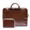 13" Classical PU Portable Laptop Case Computer Briefcase for Macbook with Small Bag, B