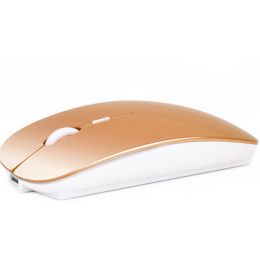 Rechargeable Wireless mouse button silent,ultrathin mouse,Golden