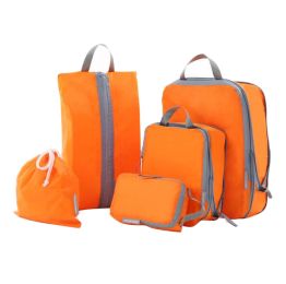 5 PCS Travel Storage Bag Set Luggage Bag Clothing Storage Package-Orange