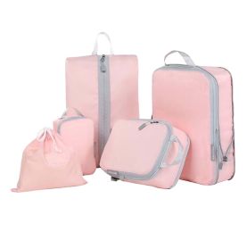 5 PCS Travel Storage Bag Set Luggage Bag Clothing Storage Package-Pink