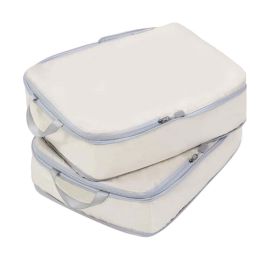 2 PCS Travel Clothing Storage Bag Luggage Bag Set Elegant Package-White