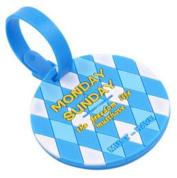 Travel Luggage Bag Tag, Check-in Suitcase Card Set Label Tag Pendant, Round Blue