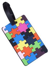 3 Pack Colorful Puzzles Pattern Silicone Luggage Tags Travel Suitcase Label Tags