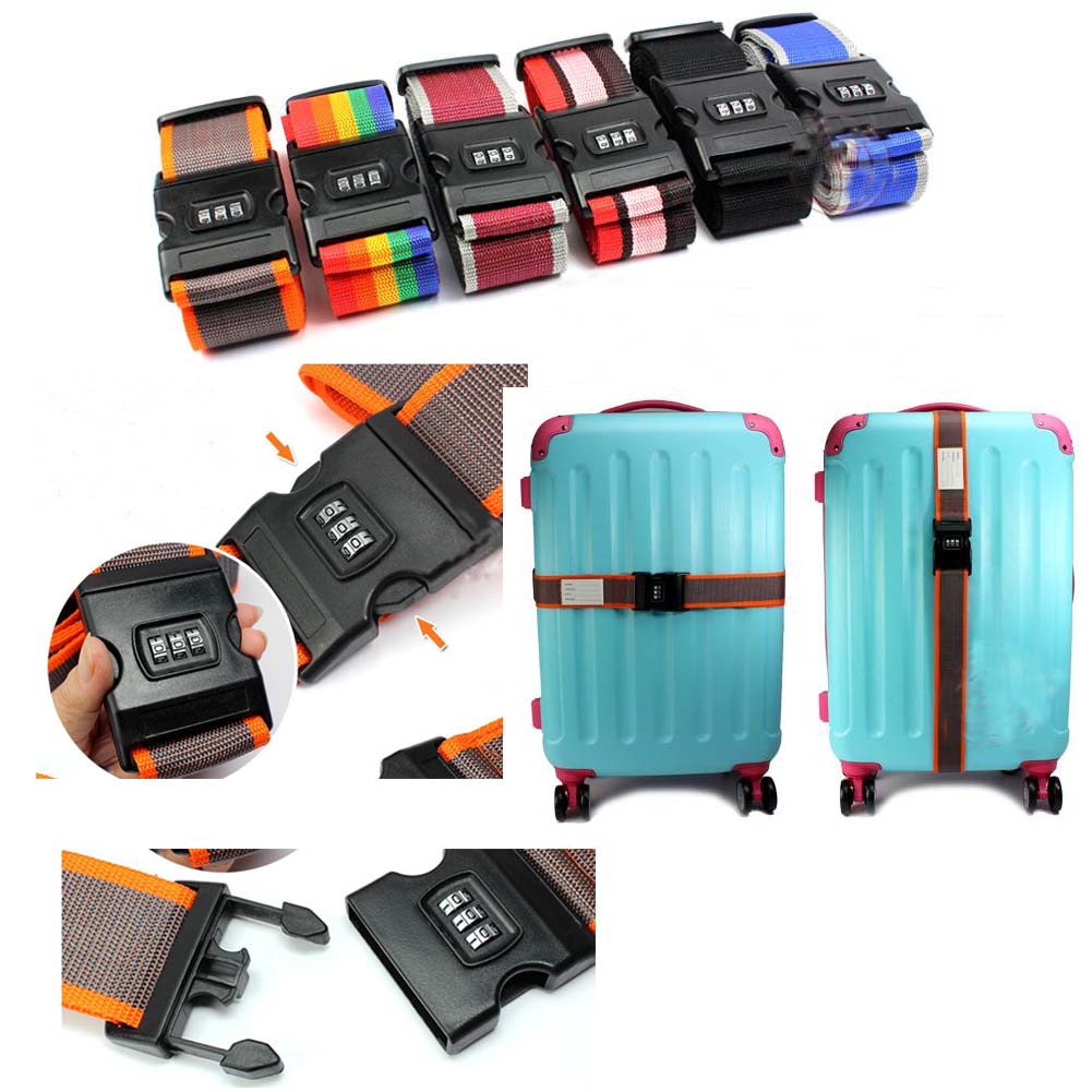 EG_ Travel Luggage Strap Adjustable Suitcase Packing Belt TSA Combination Lock B