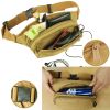 Canvas Pouch Zipper Pockets Fanny Pack Waist Bag for Hiking/Sports - Coffee