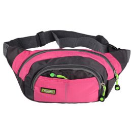 Sports Pockets With Zipper Running Waist Pack Durable Belt Bag Adjustable (Pink)