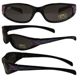 Wrap Around Womans Sunglasses with Pink Flames