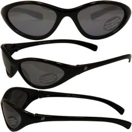 Birdz Hen Slim Line Riding Sunglasses with Black Frame and Smoke Lenses