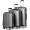 GLOBALWAY 3 PC 20" 24" 28" Luggage Set Suitcase Spinner w/ TSA Lock-Silver