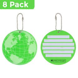Protege Neon Round EZ ID Luggage Tags, Green Family Pack (8 Tags)